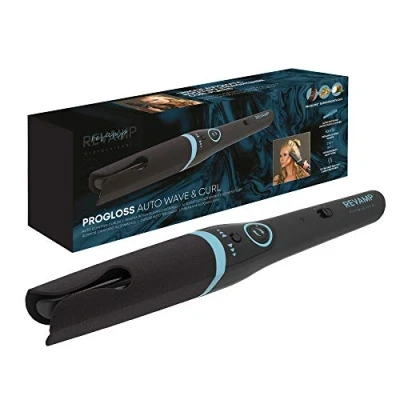 Abbildung von REVAMP Progloss Auto Wave &amp; Curl Automatischer Lockenstab für große oder kleine Locken mit Ionen Technologie, Abschaltautomatik, Temperaturregelung und Ölen angereichert, schwarz