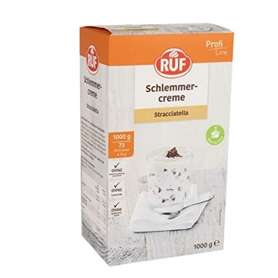 Abbildung von RUF Schlemmercreme Stracciatella, ohne Kochen, Großpackung Dessertpulver für eine locker fluffiges Creme Dessert mit Raspelschokolade, glutenfrei 1x1000g