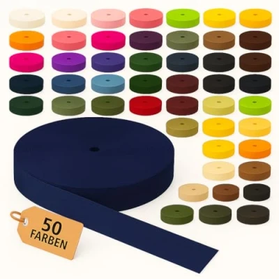 Abbildung von KBBB Gurtband 2m oder 5m lang 50 Farben Breiten: 10mm 15mm 20mm 25mm 30mm 40mm 50mm Polypropylen