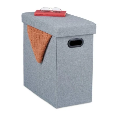 Abbildung von Relaxdays Sitzhocker mit Stauraum, gepolstert, Faltbarer Stoffhocker, Wohnzimmer, Flur, HxBxT: 49 x 48,5 27 cm, grau