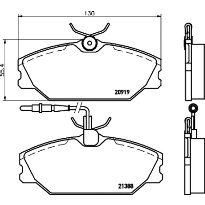 Abbildung von HELLA 8DB 355 019 181 Bremsbelagsatz mit integriertem Verschleißwarnkontakt Bremssattelschrauben RENAULT: MEGANE Scenic, Scénic 1, 1