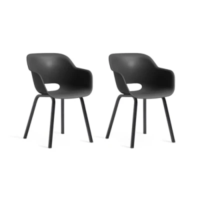 Abbildung von Keter Noa Gartenstühle 2er Set mit Metallrahmen (Schwarz)