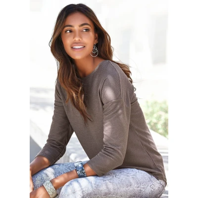 Abbildung von Lascana 3/4 ARM Strickpullover, Damen, Größe: 32/34, Taupe
