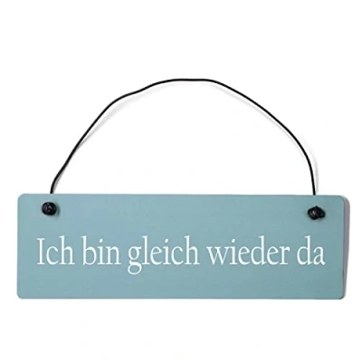 Abbildung von Homeyourself Ich Bin gleich Wieder da Dekoschild Türschild gelb mit Draht