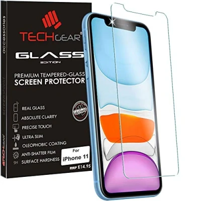 Abbildung von TECHGEAR Schutzfolie kompatibel mit iPhone 11 Displayschutzfolie aus gehärtetem Glas (2.5D Runde Kante) [9H Härte] [Crystal Clarity] [Kratzfest] [Nein Bläschen] kompatible