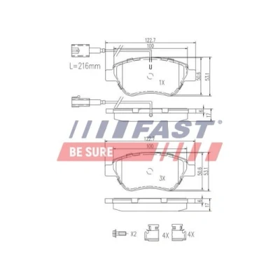 Abbildung von FAST FT29112 Bremsbelagsatz Vorderachse mit integriertem Verschleißsensor FIAT: 500 Schrägheck, BRAVO 2, C Cabrio, CITROËN: Nemo Kastenwagen