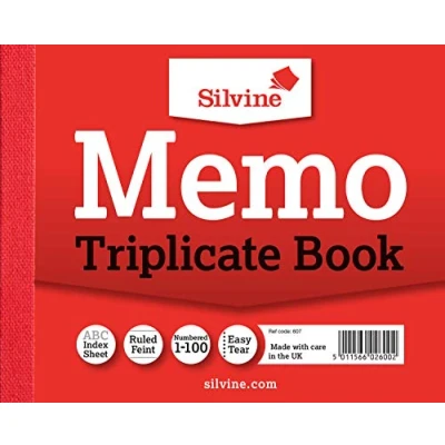 Abbildung von Silvine Triplicate Notizbuch, nummeriert von 1 100, mit Indexblatt (102 x 127 mm)