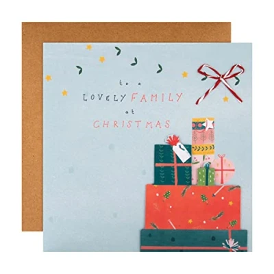 Abbildung von Hallmark Weihnachtskarte für die Familie klassisches verpacktes Geschenk Design