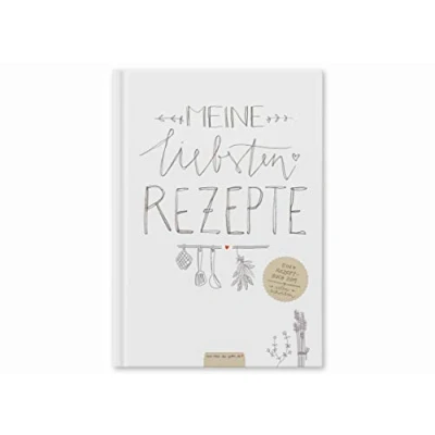 Abbildung von Eine der Guten Verlag Notizbuch Rezeptbuch Meine liebsten Rezepte, weiß, Großes A4 DIY Kochbuch zum Selberschreiben, Handlettering, Hardcover