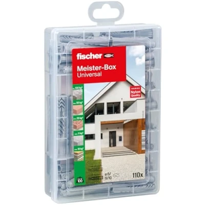 Abbildung von fischer Meister Box Universal, 110 teiliges Dübelset, 6 10 mm Durchmesser, 35 60 Länge, für Heimwerker und Profis, optimal das ganze Haus, UX/UX R Universaldübel