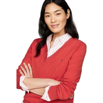 Abbildung von Tommy Hilfiger Stitch Strickpullover, Damen, Größe: XXS, Terra red