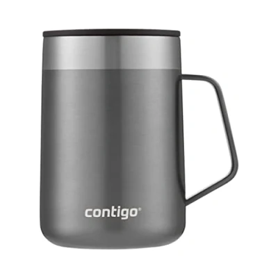 Abbildung von Contigo Streeterville Desk Mug, isolierter Kaffee Thermobecher mit Henkel aus Edelstahl, Coffee to go Becher Deckel, hält und Tee bis zu 5 Stunden warm, ideal fürs Büro Zuhause, 420 ml