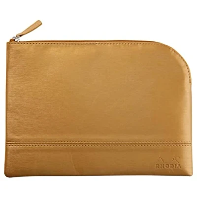 Abbildung von Rhodia 116617C Rhodiarama Reißverschlusstäschchen aus italienischem Kunstleder, M (16x22 cm), Gold, 1 Stück