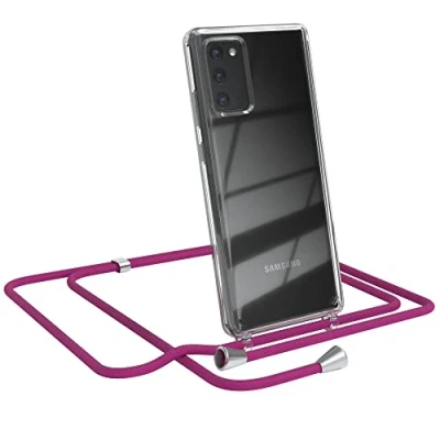 Abbildung von EAZY CASE Handykette kompatibel mit Samsung Galaxy Note 20 / 5G Handyhülle Umhängeband, Handykordel Schutzhülle, Silikonhülle, Hülle Band, Stylische Kette, Pink