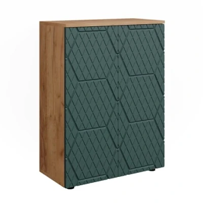 Abbildung von Vicco Kommode Badezimmerschrank Irma 3D riffled Goldkraft Grün