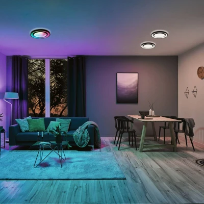 Abbildung von Paulmann LED Deckenleuchte Rainbow Dynamic 22W 375mm Weiß/Schwarz 230V, fest integriert, Tageslichtweiß, RGBW TunableWhite