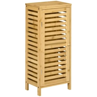 Abbildung von Kleankin Badkommode Badschrank Badezimmerschrank Beistellschrank mit Lamellentür 2 Fächern (Aufbewahrungsschrank, 1 St., Toilettenschrank), Natur, 30 x 19,9 70 cm