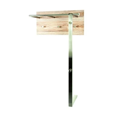 Abbildung von HAKU Möbel Wandgarderobe edelstahloptik, Eiche San Remo, MDF, Metall Maße: B 60 cm x H 107 T 33 cm, Style: Modern