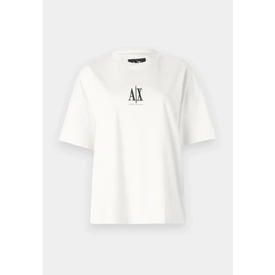 Abbildung von Armani Exchange Damen Icon Project, Embroidered Front Logo T Shirt, Weiss/opulenter Garten, Mittel