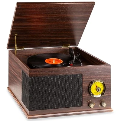 Abbildung von Fenton RP173 Retro Schallplattenspieler mit Bluetooth und Radio