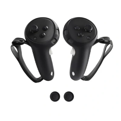 Abbildung von Controller Griffabdeckung Kompatibel mit Meta Quest 3/Quest 3S,rutschfeste und Schweißresistente Silikonhülle für Besseren Halt Komfort (schwarz)