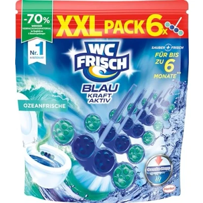 Abbildung von WC Frisch Kraft Aktiv Duftspüler Blau Ozeanfrische Reiniger (XXL Spar Pack, [6 St. 4 fach Aktivstoff Kombination (6x50g)