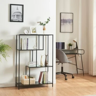 Abbildung von en.casa Bücherregal, »Reisjärvi« mit 4 offenen Fächern Stahl 115x75x35 cm Schwarz