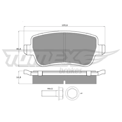 Abbildung von TOMEX brakes TX 16 74 Bremsbelagsatz Hinterachse FIAT: Croma II Kombi