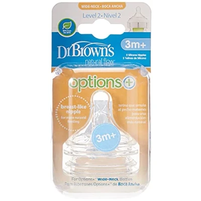 Abbildung von Dr. Brown&#039;s Options Plus Weithals Sauger Level 2, Doppelpack (20 ml, 2 Stück, Weiß)