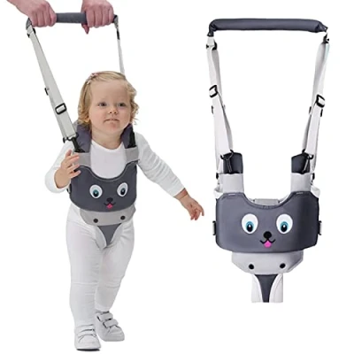 Abbildung von IULONEE Baby Gehgeschirrgriff Verstellbarer Gehassistent für Kleinkinder Handgehaltenes Stehen und Gehen Lernhilfe Kleinkind Gehgurt Zügel Kinder Sicherheitsgeschirr 7 24 Monate (Grau)