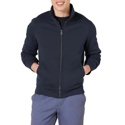 Abbildung von Amazon Essentials Herren Fleece Jacke mit durchgehendem Reißverschluss, Marineblau, S