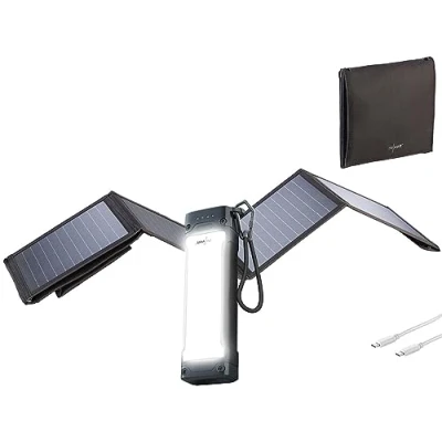 Abbildung von revolt Solar Powerbank faltbar: Outdoor USB mit 28 Watt Ladegerät, 20.000 mAh (Powerbank Ladefunktion, Faltbares Solarpanel Powerbank, Notfall)