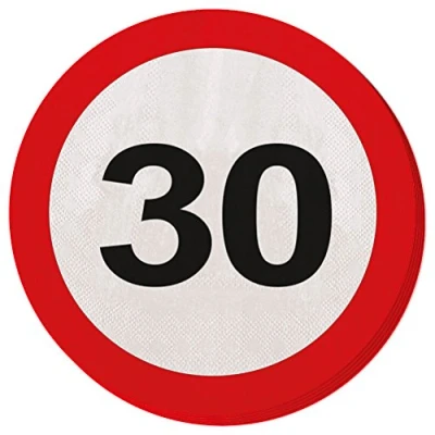Abbildung von Serviettenverkehrszeichen 30 Jahre 20 Stück