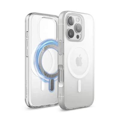Abbildung von elago Magnetisch Hybrid Transparent Hülle Kompatibel mit iPhone 16 Pro 6,3 Zoll MagSafe, PC + TPU Technologie, Stoßfester Stoßfänger, Erhöhter Kameraschutz (Clear)