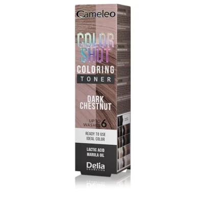Abbildung von Cameleo Color Shot Dunkle Kastanie Haar Toner Zarter Farbtupfer Hält bis zu 6 Wäschen Farbauffrischung Marulaöl und Milchsäure 60ml