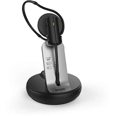 Abbildung von Snom A170 DECT Headset (HD Audioqualität, Rauschunterdrückung, 3 Tragevarianten, mit großer Reichweite bis zu 50 m, Telefon und PC zwei Verbindungen), 00004387, Schwarz