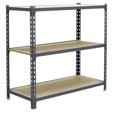 Abbildung von Simonrack Schwerlastregal, Lagerregal, 100x90x50 cm, Metallregal, Kellerregal, Biegestelle 150 kg, 3 Holzfachböden, Grau/Holz Maderclick