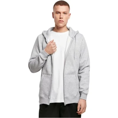 Abbildung von Build Your Brand Herren Heavy Zip Hoody Jacke, per pack Grau (Heather Grey 00431), X Large (Herstellergröße: XL)