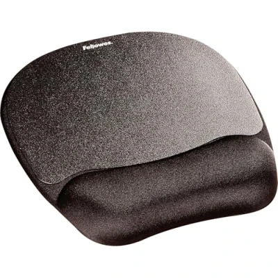 Abbildung von Fellowes Handgelenkauflage Memory Foam mit Mauspad für optische Mäuse, ergonomisch, Flexibler Schaumstofffüllung und Stoffbezug, Farbe: schwarz, Black, Standard