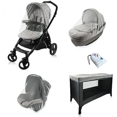 Abbildung von TRANQUILISAFE Moskitonetz Babybett I Insektenschutz Kinderwagen Universal Fliegennetz für Kinderwagen, Buggy, Cosy &amp; Reisebett mit gratis Schutzhülle, weiß