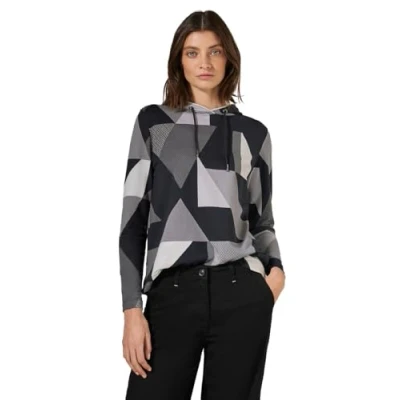 Abbildung von Cecil Gemustertes Langarmshirt, Damen, Größe: Large, Schwarz