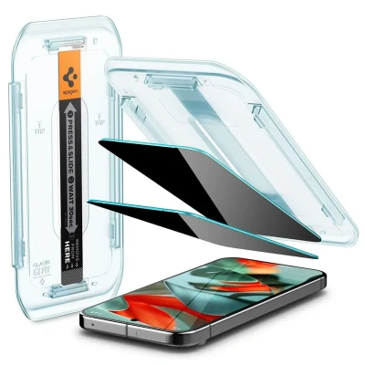 Abbildung von Spigen Glas.tR EZ Fit Sichtschutz Schutzfolie kompatibel mit Google Pixel 9 Pro XL, 2 Stück, Privacy Schutz, Kratzfest, 9H Härte Folie