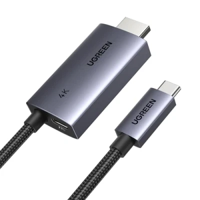 Abbildung von UGREEN USB C auf HDMI Kabel 100W PD Schnellaufladung 4K@60Hz 1080P@240/120Hz Type Thunderbolt 4/5 Unidirektional Adapter kompatibel mit iPhone 16 15 Pro Mac Mini iPad Air Galaxy S25 S24(2M)
