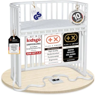 Abbildung von Babybay Boxspring Comfort Plus Beistellbett, weiß lackiert mit Matratze Classic Cotton Soft