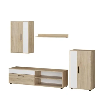 Abbildung von Vicco Wohnwand Berno, Sonoma/Weiß, 4er Set, (4 St., 4 er Set)