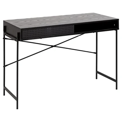 Abbildung von AC Design Furniture Schreibtisch mit Schiebetür und offenem Aufbewahrungsfach, Rechteckig, Wildeiche, 110 x 50 75 cm