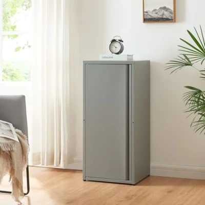 Abbildung von [en.casa] Metallschrank Burlöv Aktenschrank mit Einer Tür Büroschrank 2 höhenverstellbare Ablagen Ordnerschrank 88 x 40 35 cm Grau Spind Schrank