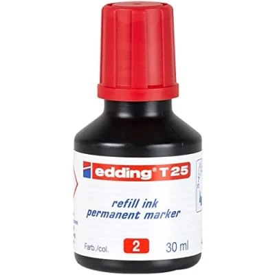 Abbildung von edding T 25 refill ink Permanent Marker rot 30 ml mit Tropfenspendersystem, zum schnellen Nachfüllen fast aller