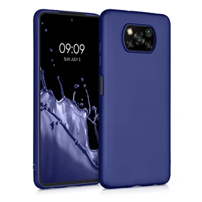 Abbildung von kwmobile Case kompatibel mit Xiaomi Poco X3 NFC/Poco Pro Hülle Schutzhülle aus Silikon metallisch schimmernd Handyhülle Metallic Dunkelblau