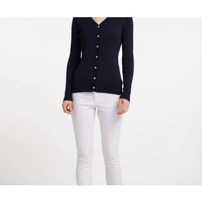 Abbildung von DREIMASTER Maritim Damen Strickjacke mit Knöpfen XL/XXL / Marine 50% Viskose 28% Polyester 22% Nylon